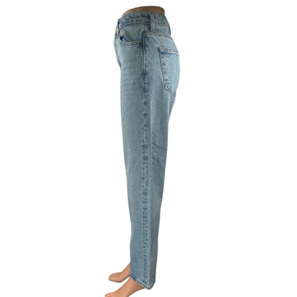 Topshop Women's Blue High Waisted Light Wash Straight Leg Denim Jeans Size 26T