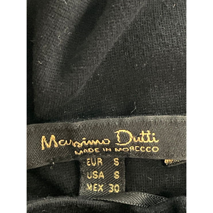 Massimo Dutti Women's Black Short Sleeve V Neck T Shirt Tee Mini Dress Size S