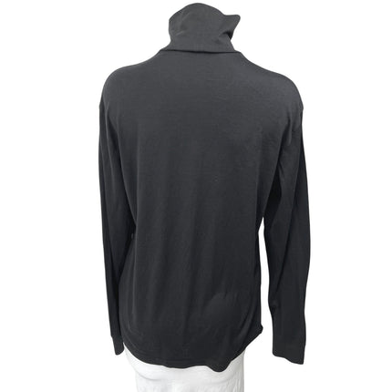 Theory Black Silk Turtleneck Foldover Long Sleeve Pullover Sweater Top Size L