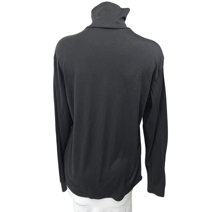 Theory Black Silk Turtleneck Foldover Long Sleeve Pullover Sweater Top Size L