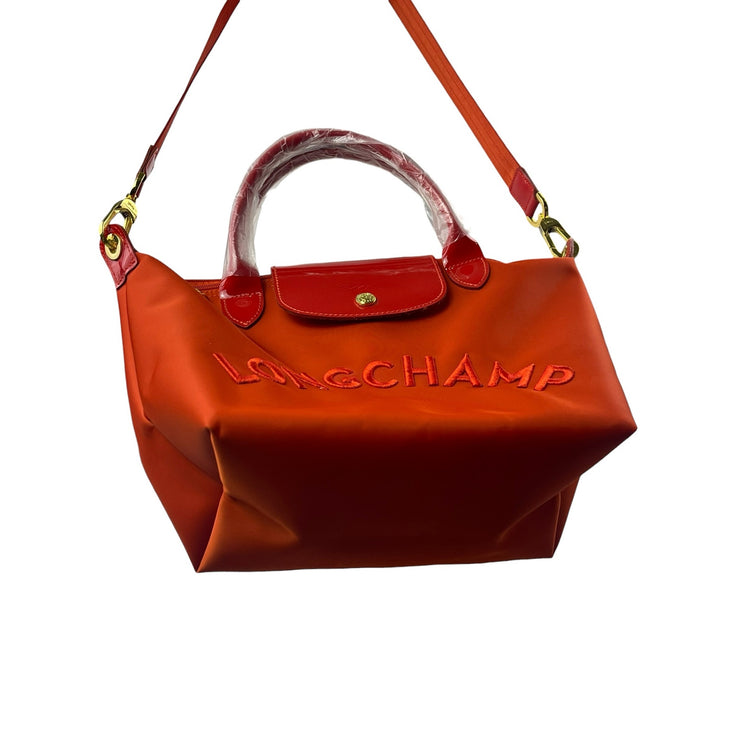 NEW Longchamp LE Pliage Orange Gold Accent Cross Body Shoulder Handbag One Size