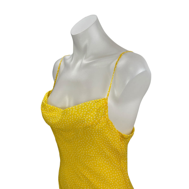 Urban Outfitters Yellow Dotted Polka Dots Sleeveless Cowl Neck Cami Slip Dress S