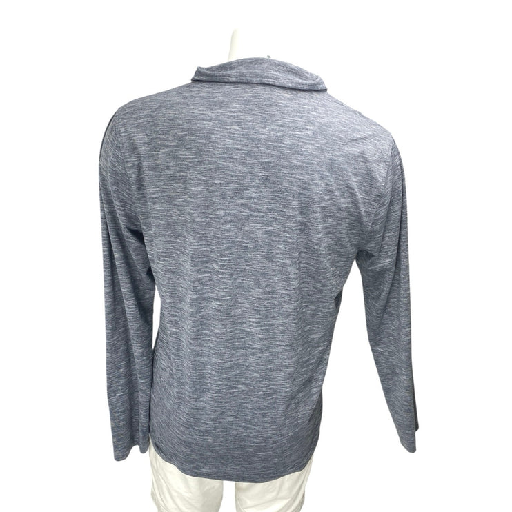 J.crew Mens Heather Blue 1/4 Zip Collared Long Sleeve Performance Sweater Top L