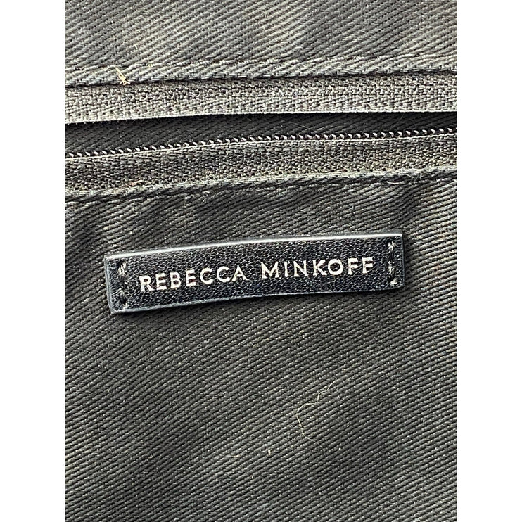 Rebecca Minkoff Megan Black Flannel Plaid Leather Shoulder Travel Tote Bag OS