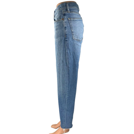 Re/Done Women's Blue Straight Leg High Waist Frayed Denim Jeans Pants Size 30