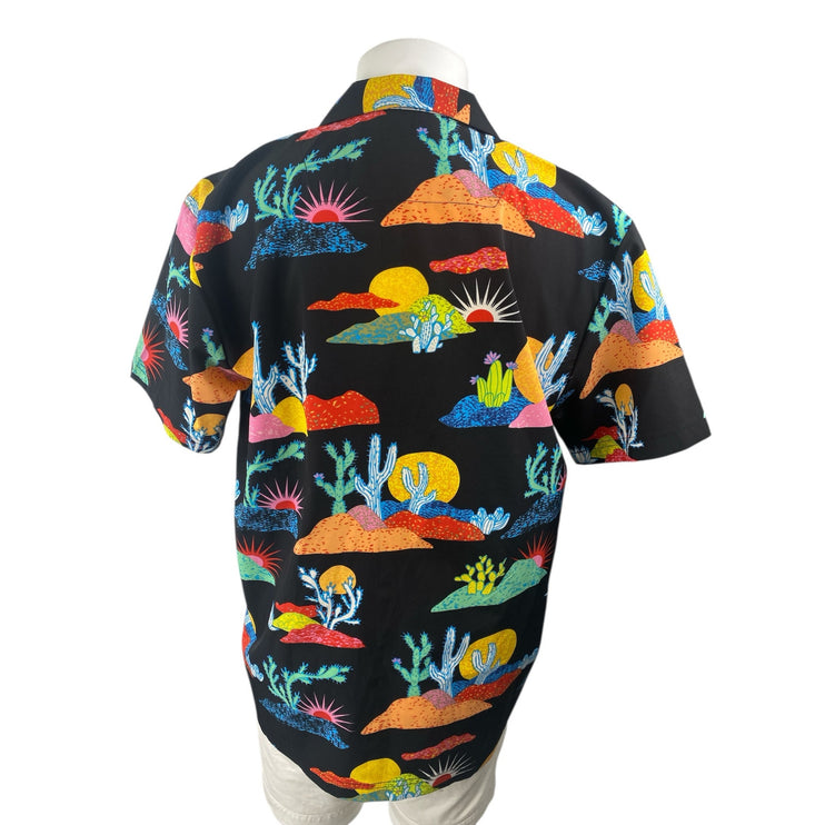 Drill Clothing Multicolor Desert Cactus Print Short Sleeve Button Up Shirt Top L