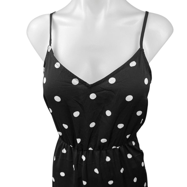 Divided by H&M Black White Polka Dots Sleeveless Sheath Cami Maxi Dress Size S