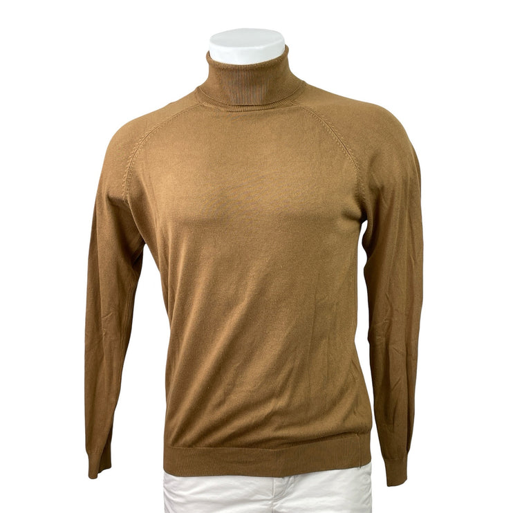 Zara Men's Tan Turtleneck Knit Long Sleeve Stretch Pullover Sweater Top Size M