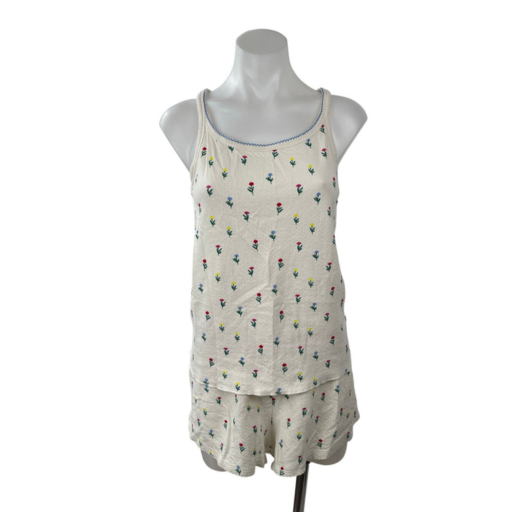 Cozyland Floral Scoop Neck Tank Top Mini Short Lounge Pajama Sleepwear Set Sz L