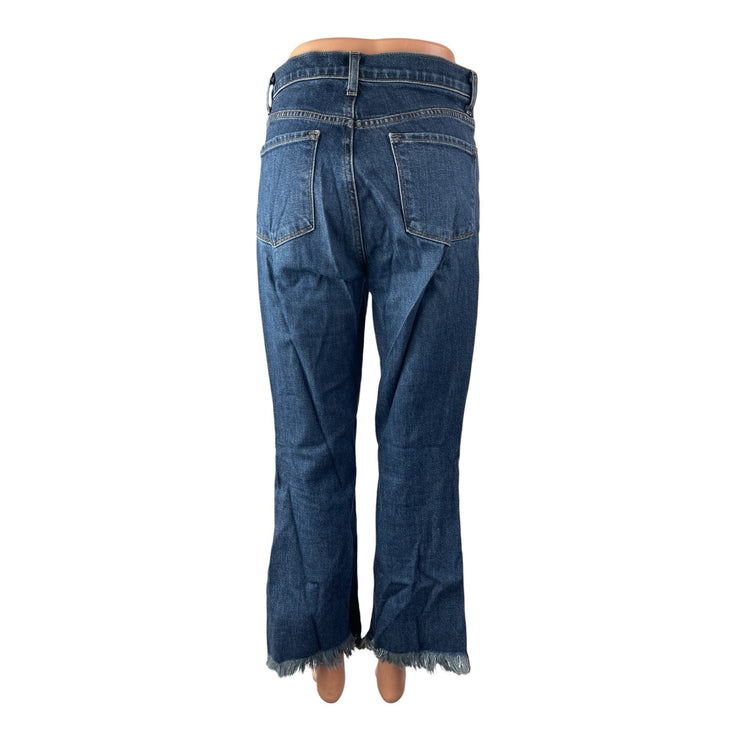 J. Brand Women's Blue Raw Frayed Hem High Rise Straight Denim Jeans Pants Sz 27