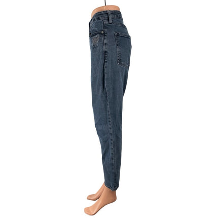 Old Navy Distressed High Rise Slim Straight Dad Boyfriend Denim Jeans Pants Sz 8