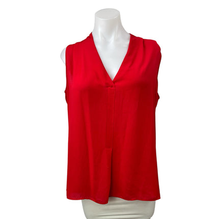 Rose & Olive Women's Red Sleeveless V-Neck Pleated Tank Shirt Blouse Top Size L