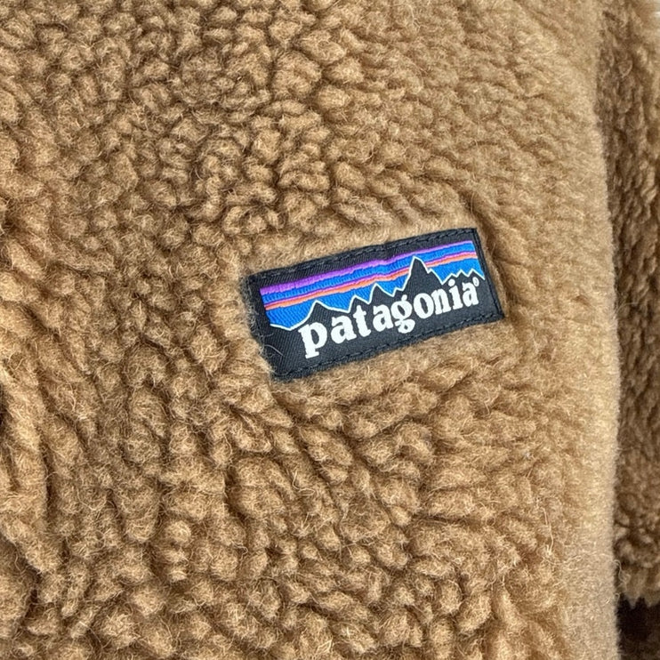Patagonia Women's Brown Wool Sherpa Fleece Long Sleeve Snap Bomber Coat Jacket S