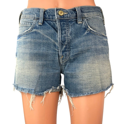 Vince Blue Distressed Mid Rise Medium Wash Raw Hem Cut Off Denim Jeans Shorts 27