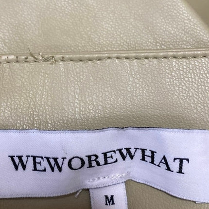 WeWoreWhat Cream Green Faux Vegan Leather Pleated Mini Tennis A-Line Skirt Sz M