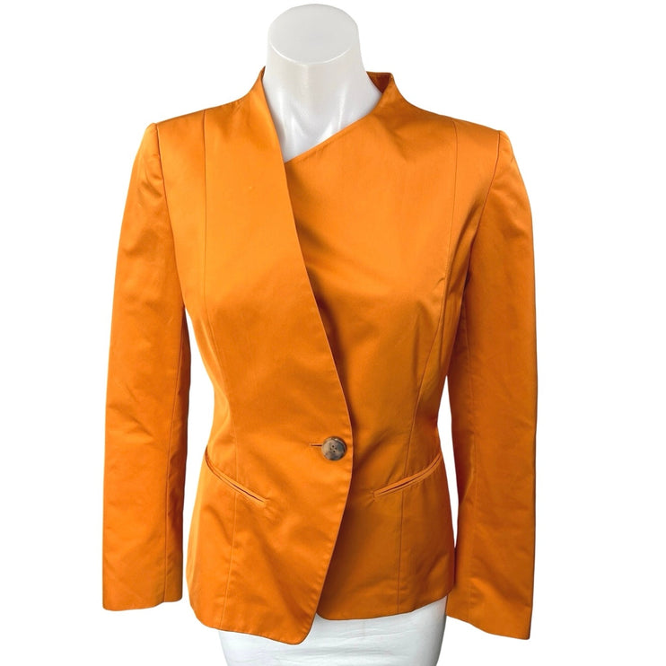 Lafayette 148 Women's Orange Long Sleeve One Button Wrap Blazer Coat Jacket Sz 2