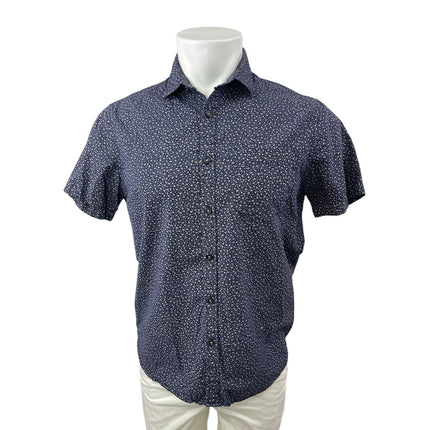 Denim & Flower Men's Gray Blue Floral Short Sleeve Button Down Shirt Top Size M