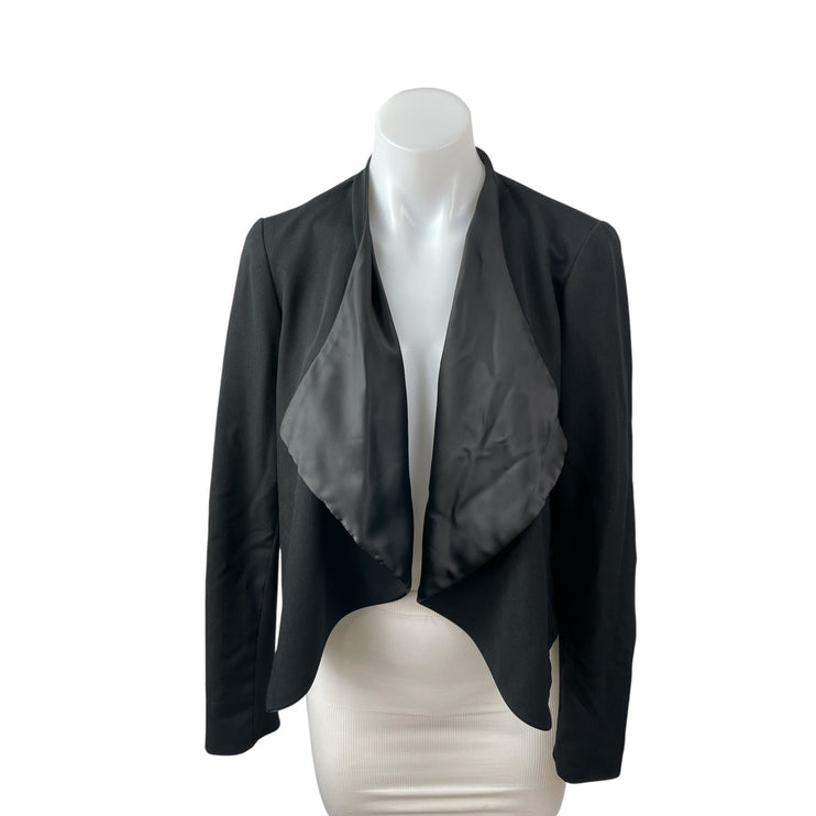 Anthropologie Elevenses Black Long Sleeve Crop Drape Blazer Coat Open Jacket 2