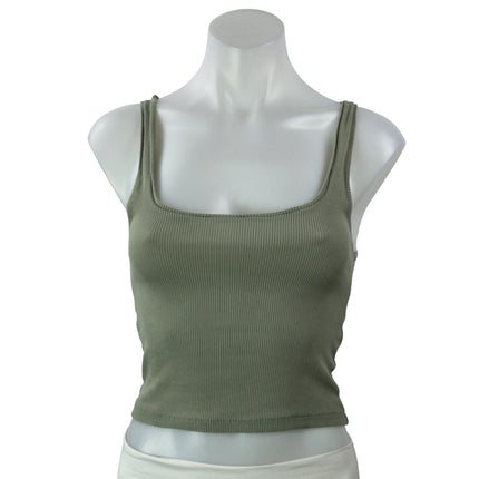 3 Pcs SKIMS Women's Gray Beige Olive Green Sleeveless Crop Tank Top Sets Sz M