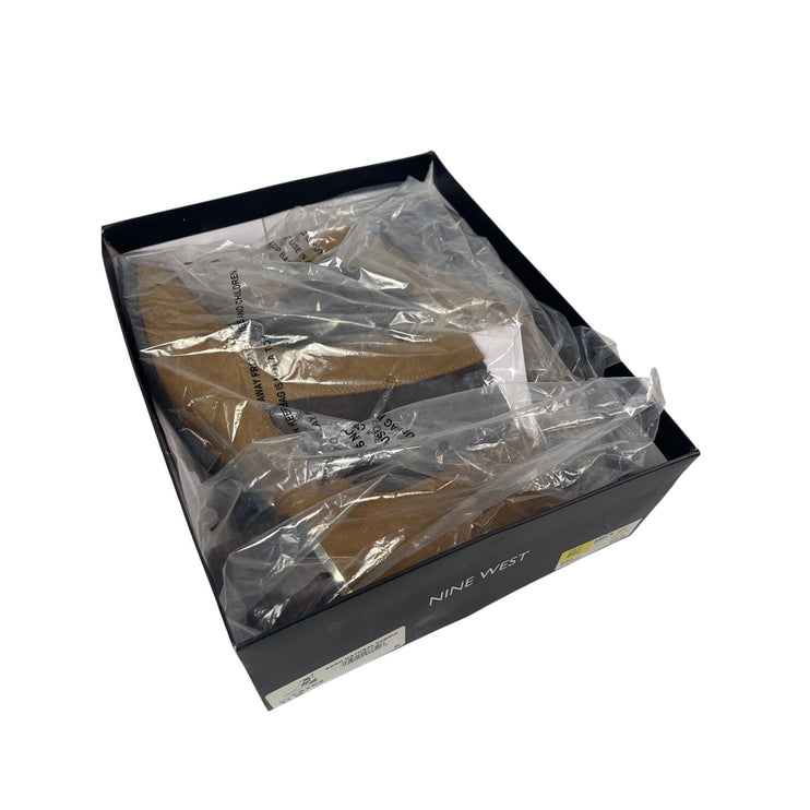 Nine West Taye Brown Faux Suede Slip On Pointed Toe Block Heel Chelsea Boots 11