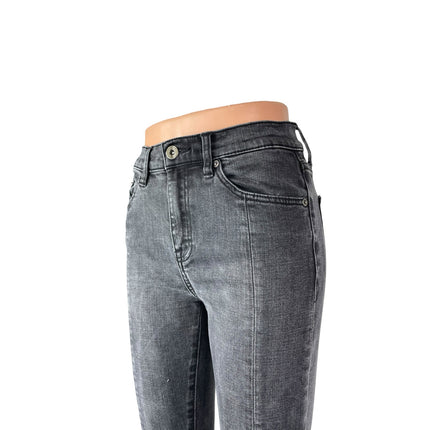 Pistola Women's Gray Front Slit Hem High Rise Ankle Skinny Denim Jeans Pants 26