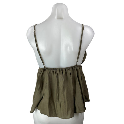 NEW Zara Women's Olive Green Sleeveless Babydoll Flowing Strappy Camisole Top S