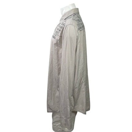 DKNY Jeans Men's Gray Long Sleeve Graphic Cotton Button Down Shirt Top Size XXL