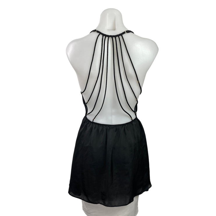 Victoria's Secret Black Sleeveless Strappy Back V Neck Lingerie Teddy Dress S
