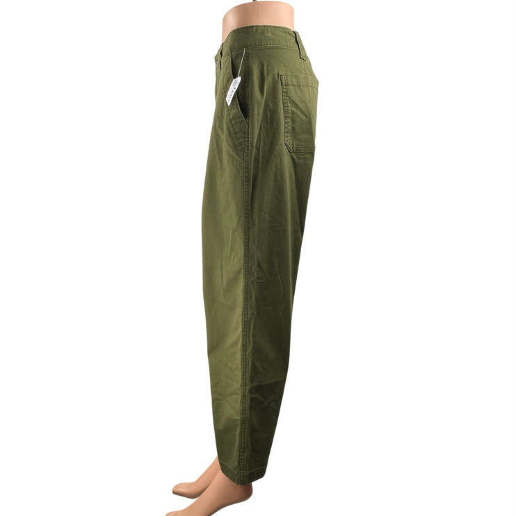 NEW Old Navy Women's Army Green High Rise Straight Wide Leg Khaki Chino Pants S