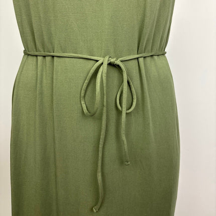 Banana Republic NWT Green Sleeveless Side Slit Tie Waist Midi Blouson Dress Sz S