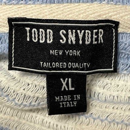 Todd Snyder Mens Blue Stripe Rib Knit Tailored Short Sleeve Button Down Shirt XL
