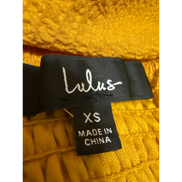 Lulus Sunshine Fine Yellow Sleeveless Lace Tiered Halter Midi A-Line Dress Sz XS