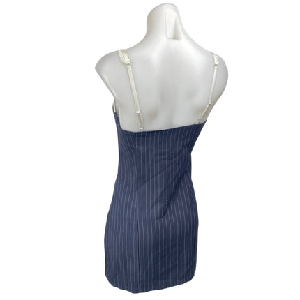 Edikted Blue Lace Pinstriped Sleeveless Cami Camisole Mini Bodycon Dress Size S