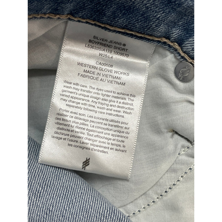 NEW Silver Jeans Co Women's Blue High Rise Cutoff Boyfriend Denim Jean Shorts 25