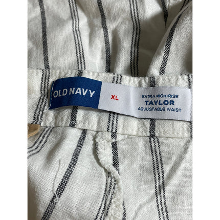 NEW Old Navy Taylor Womens White Linen Striped Lounge Wide Leg Bermuda Shorts XL