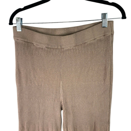 Song Of Style Tan Rib Knit High Waist Flared Bootcut Trousers Leggings Pants XL