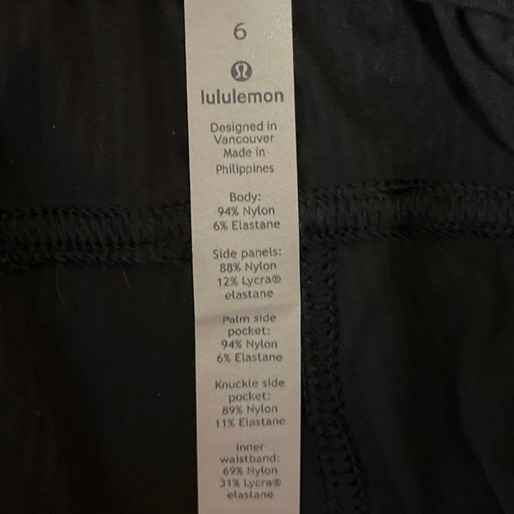 Lululemon Black High Rise Smocked Waist Drawstring Athletic Jogger Pants Size 6