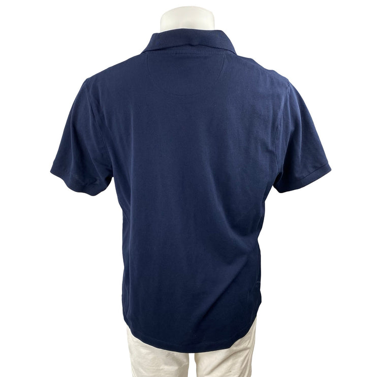 John Lewis Men's Navy Blue Short Sleeve Knit Golf Casual Polo Shirt Top Size L