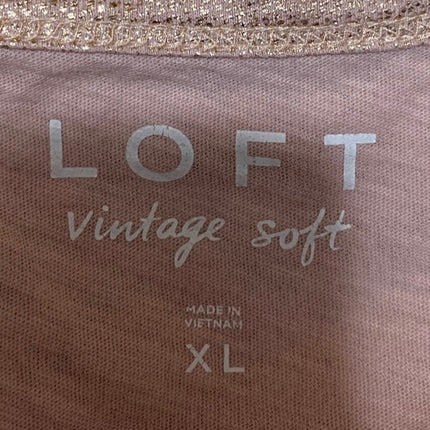 Ann Taylor Loft Women's Bronze Metallic Short Sleeve Pocket Tee T-Shirt Top XL