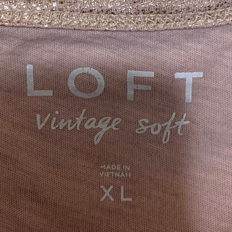 Ann Taylor Loft Women's Bronze Metallic Short Sleeve Pocket Tee T-Shirt Top XL