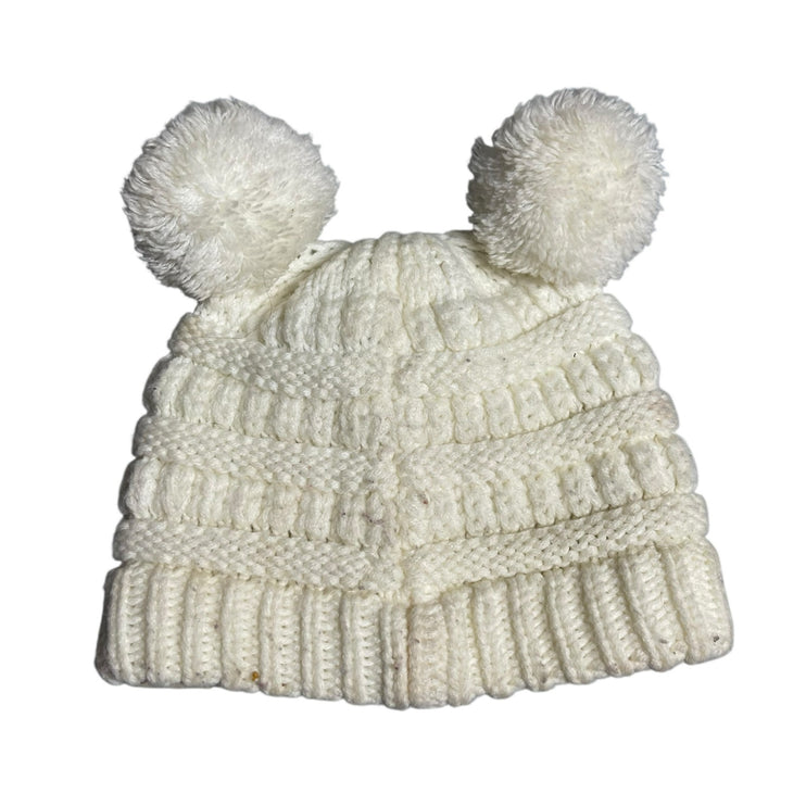 C.C Baby Girl Kids White Knit Bear Pom Pom Knit Winter Snow Beanie Hat OS