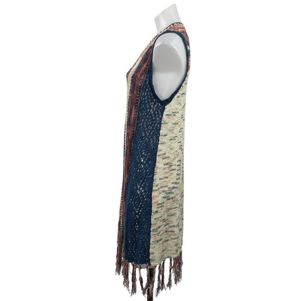 American Rag Cie Multicolor Sleeveless Open Front Fringe Cardigan Sweater Vest S