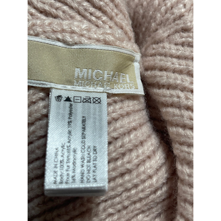 Michael Kors Cream Crystal Rhinestone Embellished Rib Cuff Hat Beanie One Size