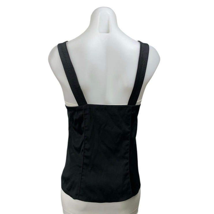 Proenza Schouler Womens Black Silk Satin Sleeveless Tie Scoop Neck Tank Top Sz 6