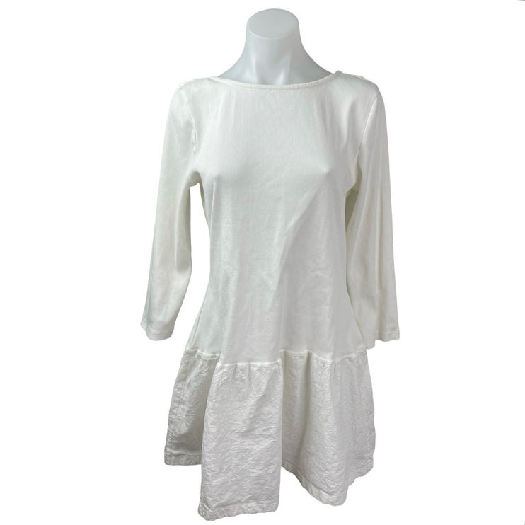 Free People Free-est White Long Sleeve Drop Waist Open Back A Line Mini Dress XL