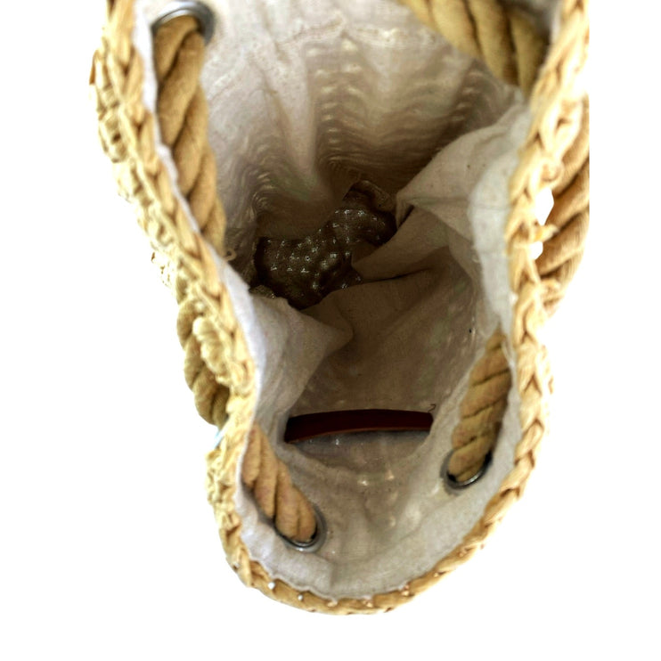 Zara Women's Tan Woven Straw Tube Rope Summer Boho Shoulder Hobo Backpack OS