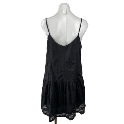 Velvet by Graham & Spencer Black Lace Pintuck Sleeveless Cami Mini Swing Dress M