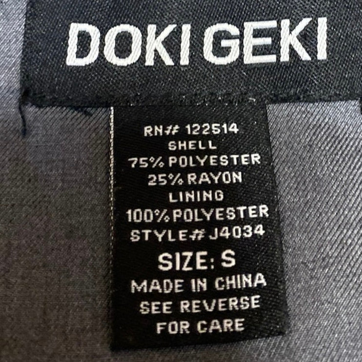 Doki Geki Women's Long Sleeve Gray Single Button Blazer Coat Suit Jacket Size S