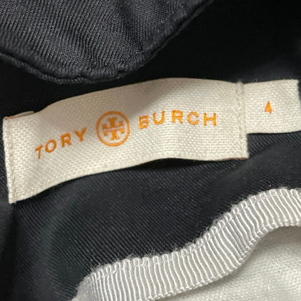 Tory Burch Cream Black Wool Long Sleeves Plaid Collared Front Zip Coat Jacket 4
