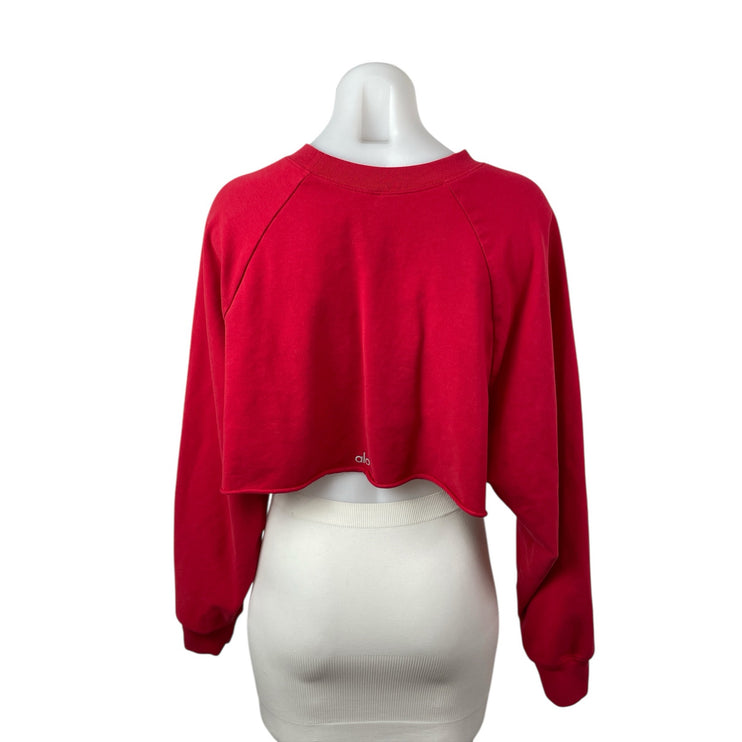 Alo Yoga Red Yoga Gym Workout Athletic Activewear Crop Sweater Sweatshirt Top S